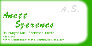 anett szerencs business card